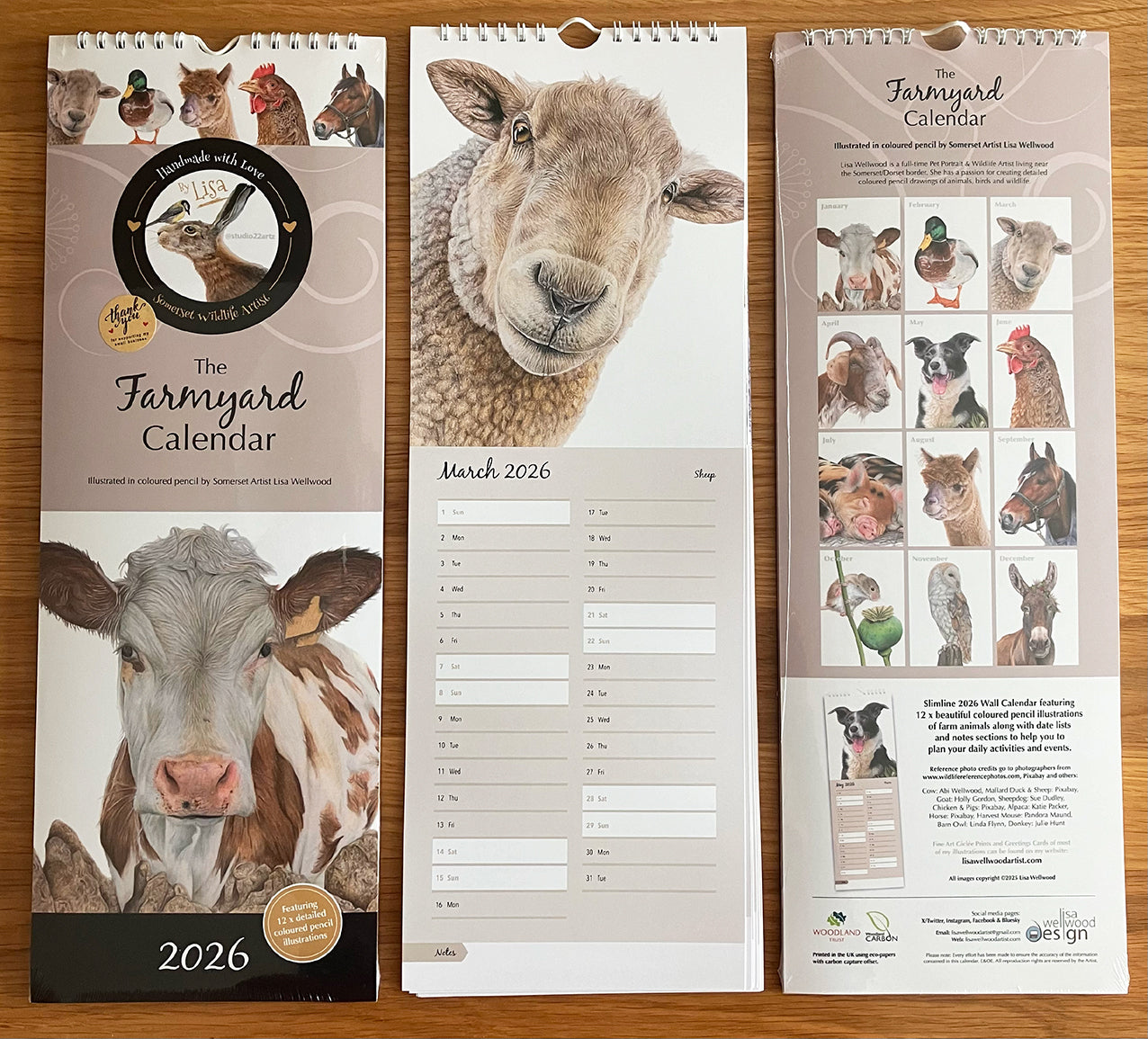 2026 Slimline A3 Farmyard Wall Calendar - UK ONLY