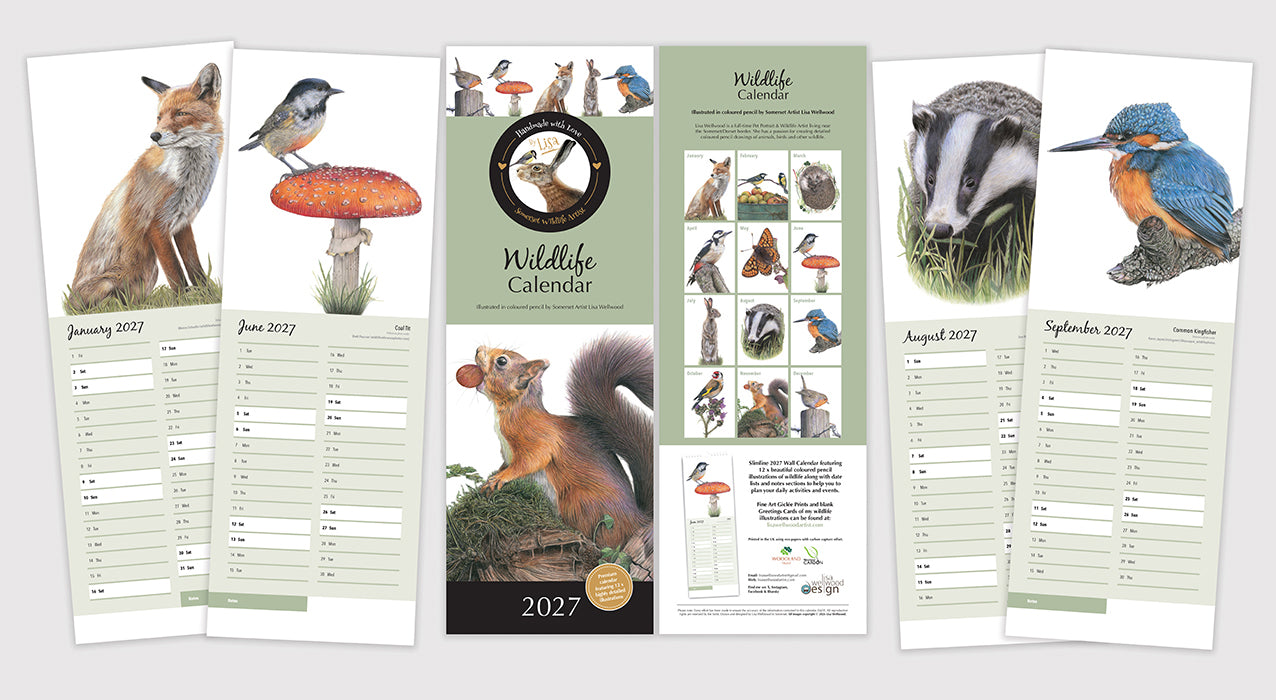 * COMING SOON * 2027 Slimline A3 Wildlife Wall Calendar