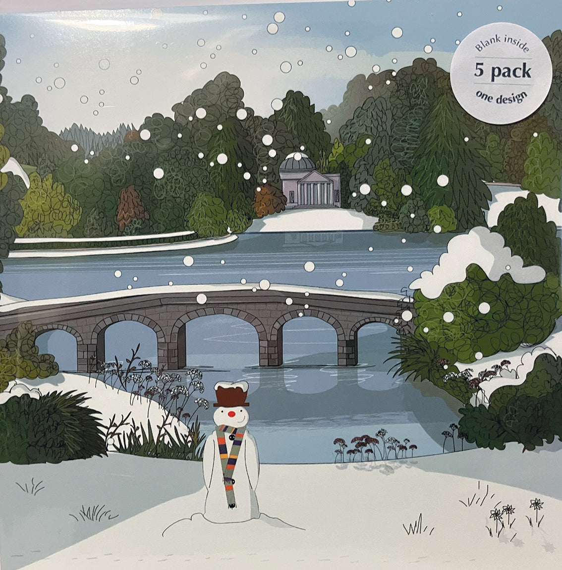 5 x Premium 'Stourhead in the snow' - Blank seasonal card