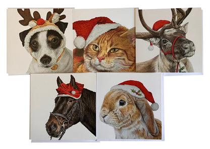 5 x Premium Animal Christmas cards