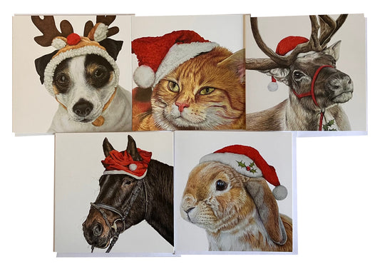 5 x Premium Animal Christmas cards