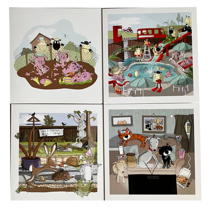 4 x Premium 'Animal Antics' Cards