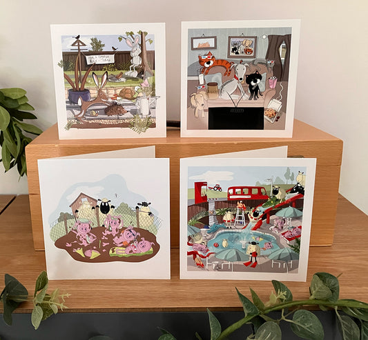 4 x Premium 'Animal Antics' Cards