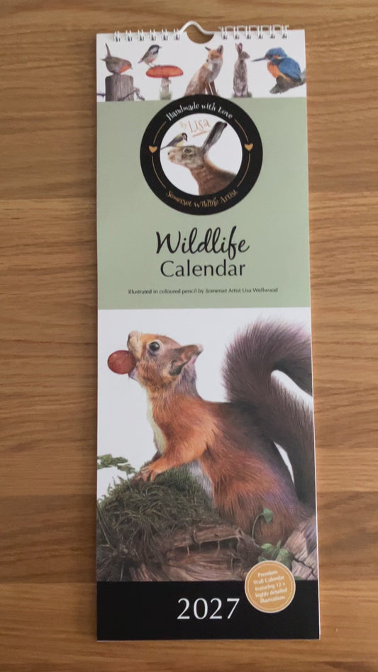 2027 Slimline Premium A3 Wildlife Wall Calendar