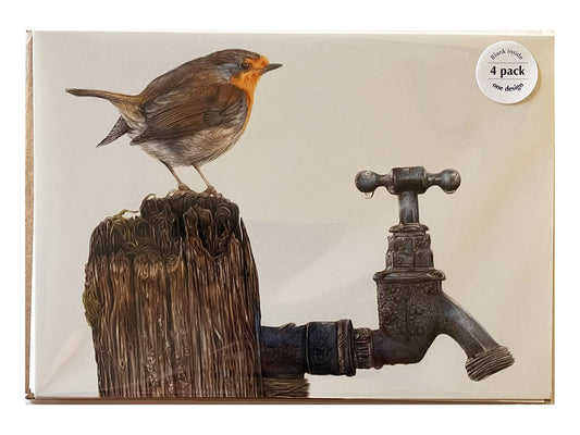 4 x Premium A5 'Morning Dew' (Robin) Cards