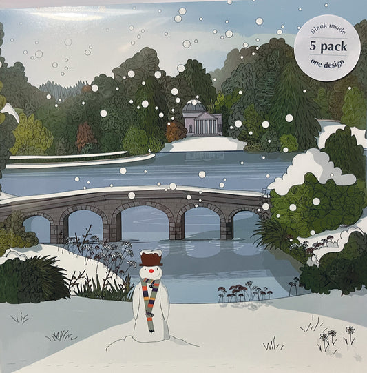 5 x Premium 'Stourhead in the snow' - Blank seasonal card
