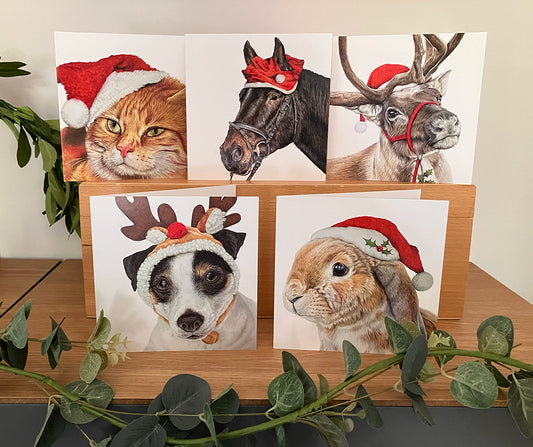 5 x Premium Animal Christmas cards